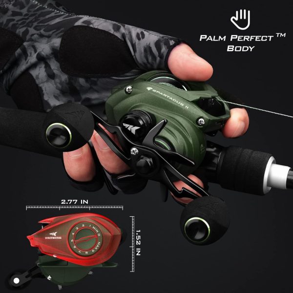 KastKing Spartacus II Baitcasting Fishing Reel, 6oz Ultralight Baitcaster Reel, Super Smooth with 17.6 LB Carbon Fiber Drag, 7.2:1 Gear Ratio, 39mm Palm Perfect Lower Profile Design - Image 4